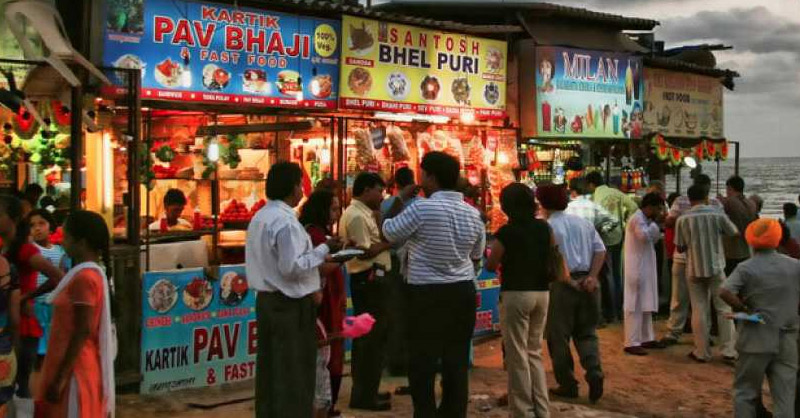 The street food stalls in Ahmedabad
